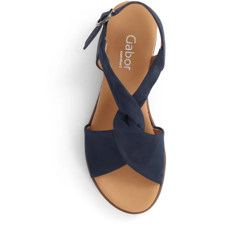 Gabor Rich Wide Fit Leather Twist-Front Sandals - GAB31514 / 317 898 - Navy