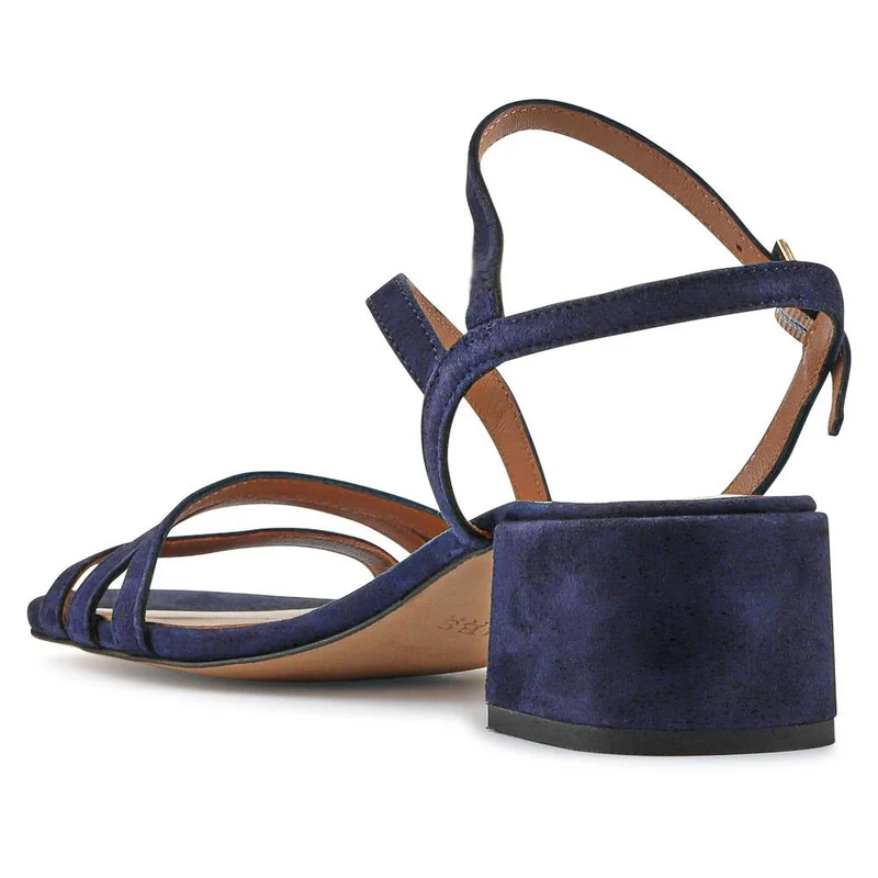 Ginette2 Heeled Leather Sandals - GINETTE2 / 325 061 - Navy