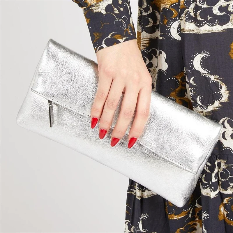 Wylie Fold-Over Clutch Bag - WYLIE / 323 893 - Silver