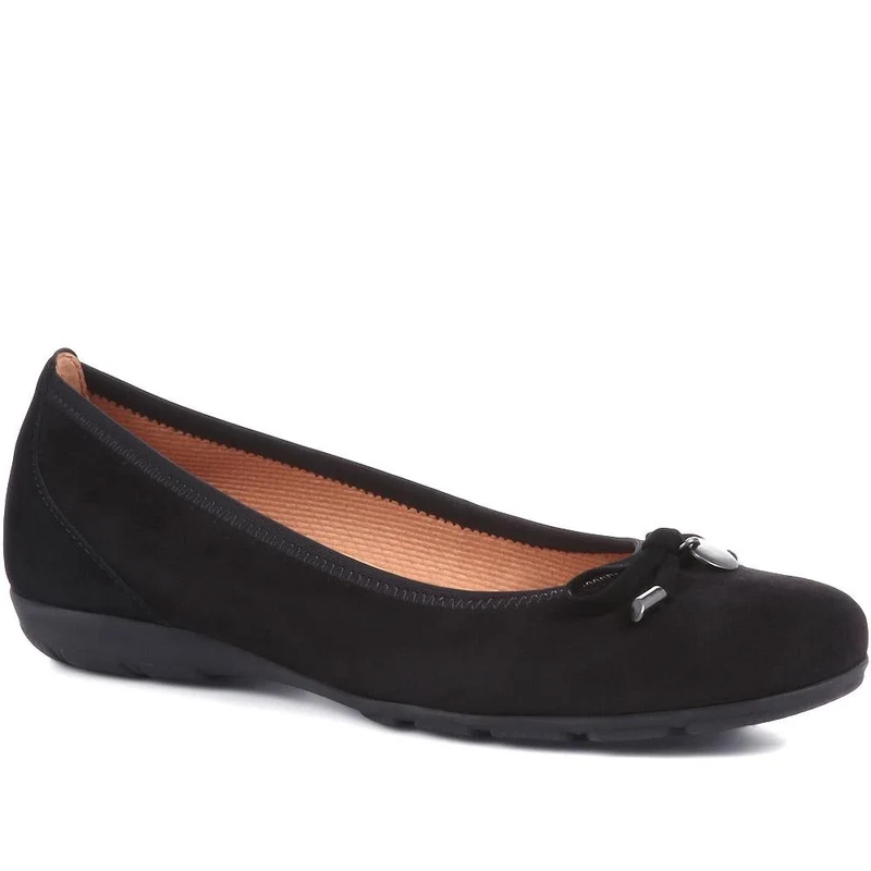 Ring Leather Ballet Pumps - GAB36539 / 323 033 - Black Suede