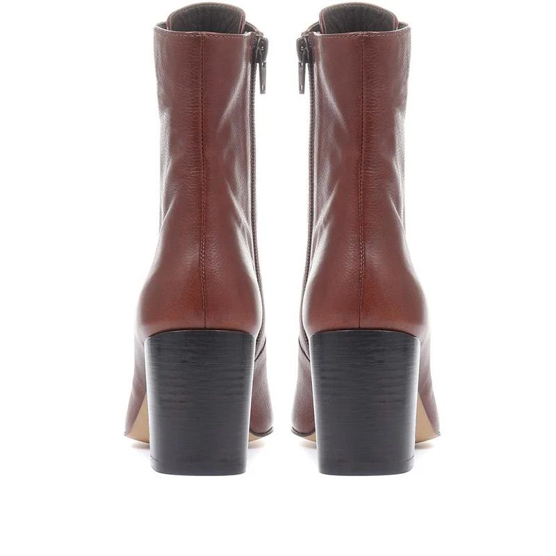 Liana Lace-Up Heeled Ankle Boots - LIANA / 319 203 - Tan Leather