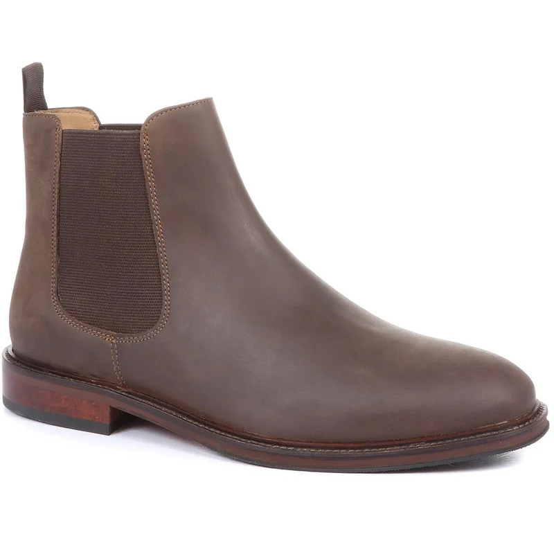 Debden Oiled Nubuck Leather Chelsea Boots - DEBDEN / 320 461 - Brown Nubuck