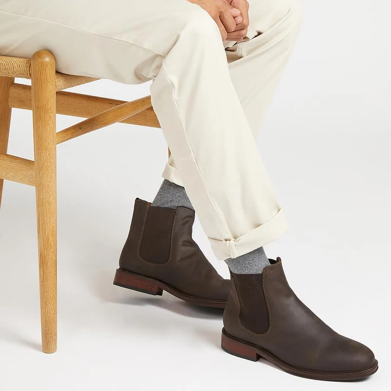 Debden Oiled Nubuck Leather Chelsea Boots - DEBDEN / 320 461 - Brown Nubuck